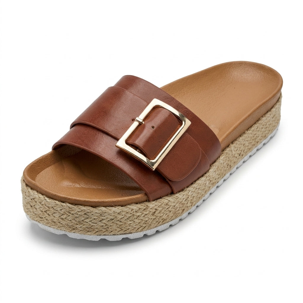 Platform Slide Sandals Comfortable Women's Espadrille Slip O