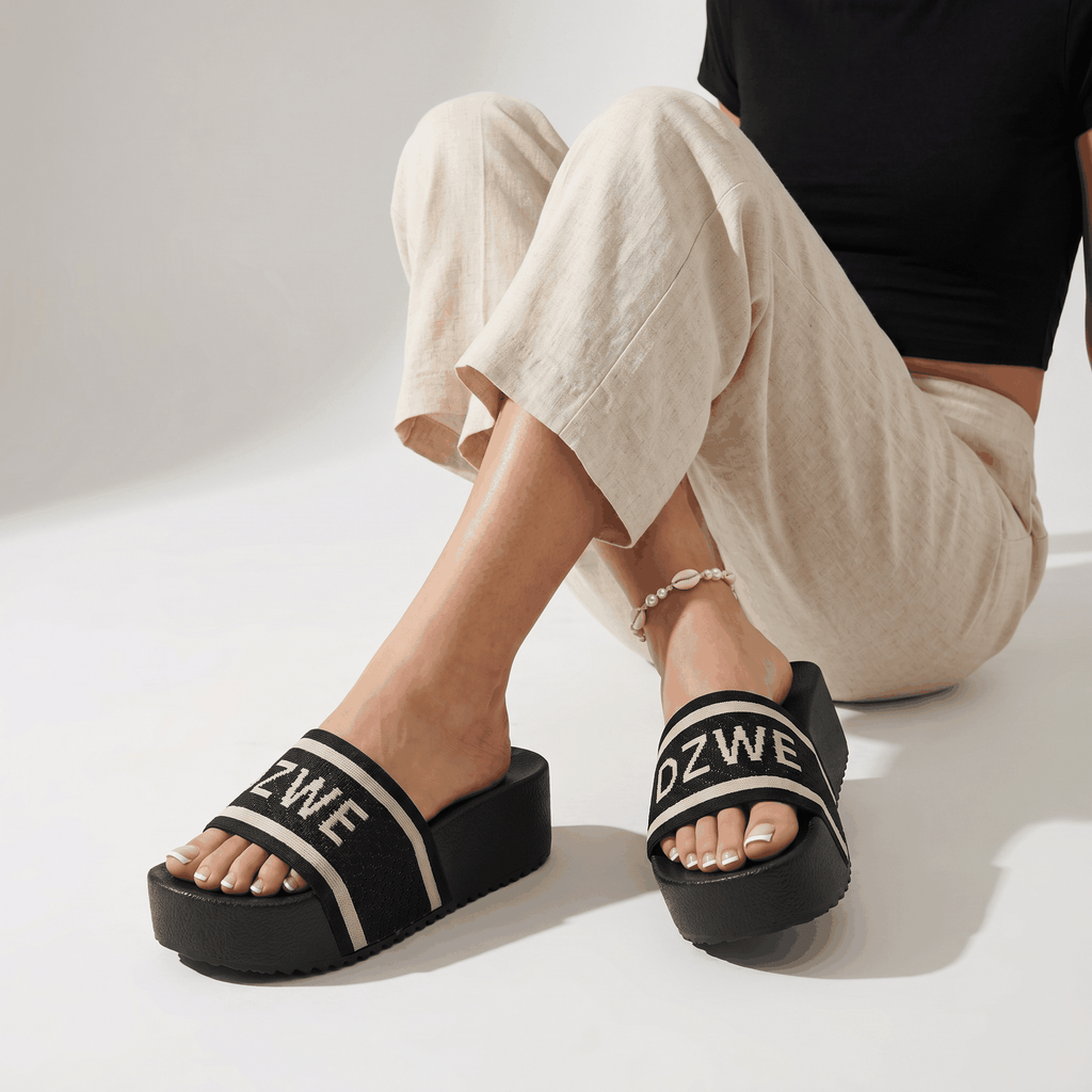 Chunky Platform Slide Sandals For Women Comfortable Slip On 
