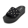 Rhinestone Platform Slides for Women Bling Chunky Sandals Bl