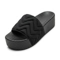 SSENUU Black Quilted Chevron Platform Sandal