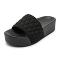 Women's Quilted Platform Slides Chunky Slip On Comfort Sanda