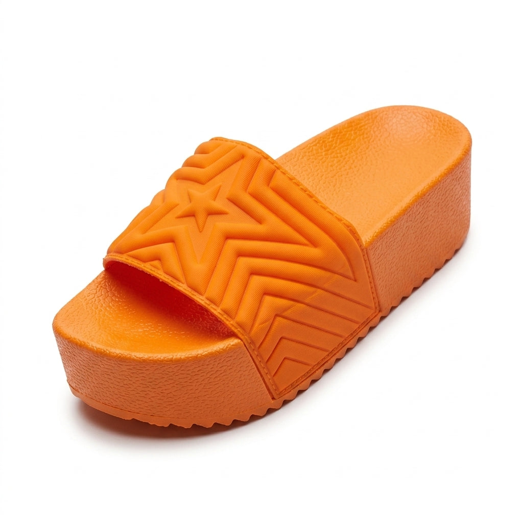 Women's Chunky Platform Star Slides Waterproof Summer Pillow