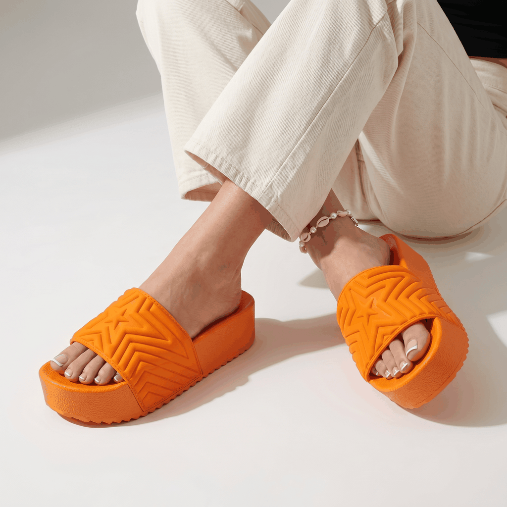 Women's Chunky Platform Star Slides Waterproof Summer Pillow