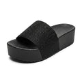 Rhinestone Platform Slides Ultimate Comfort Womens Sparkly S