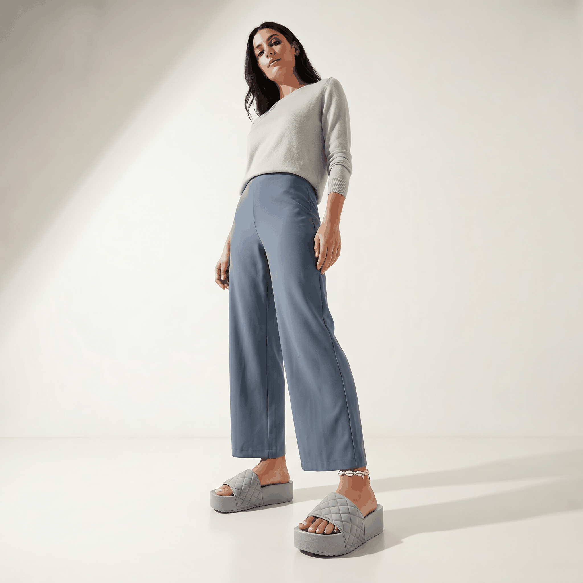 DZWE Quilted Platform Wedge Sandals for Women – Gray
