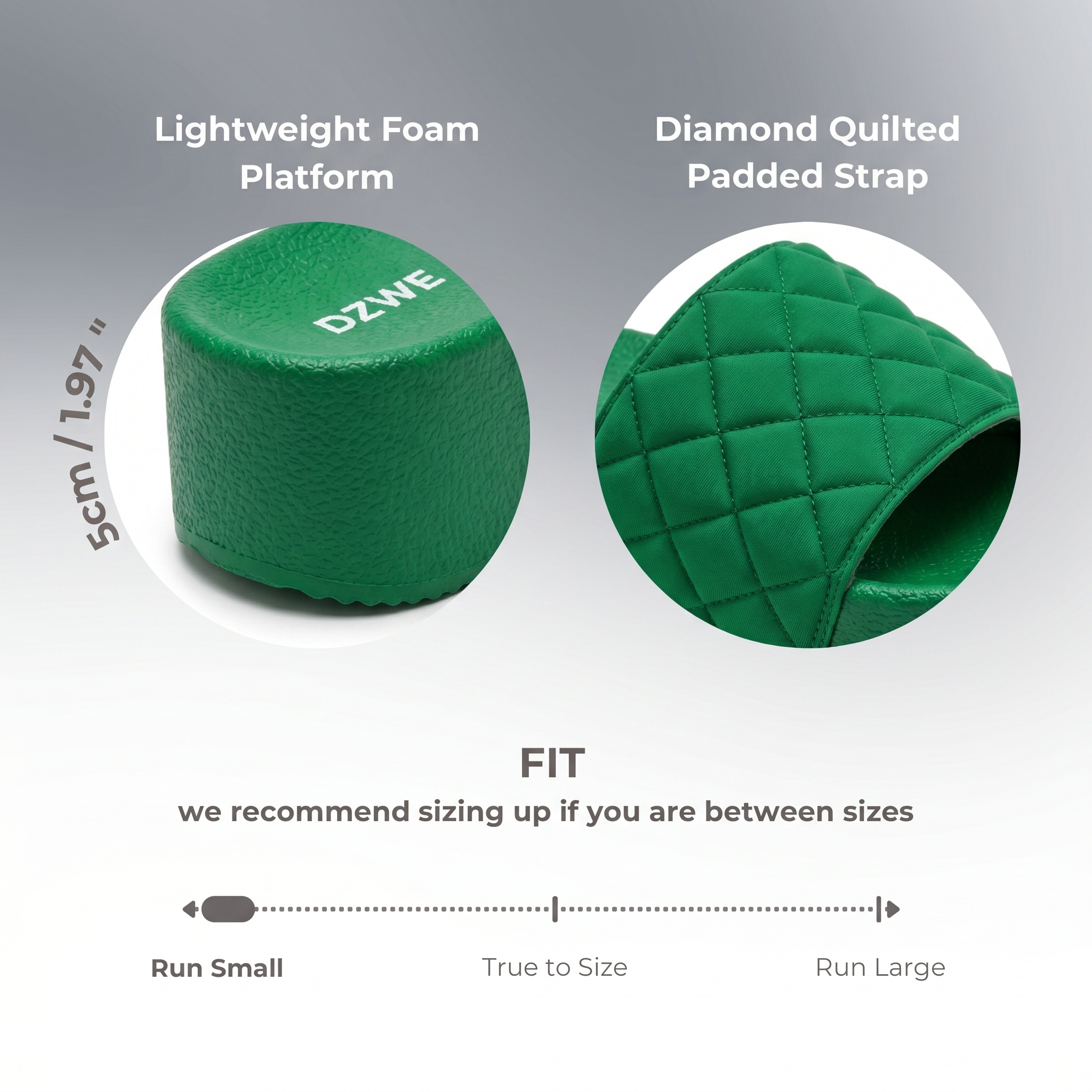 DZWE Quilted Platform Wedge Sandals – fit & comfort guide (Green)