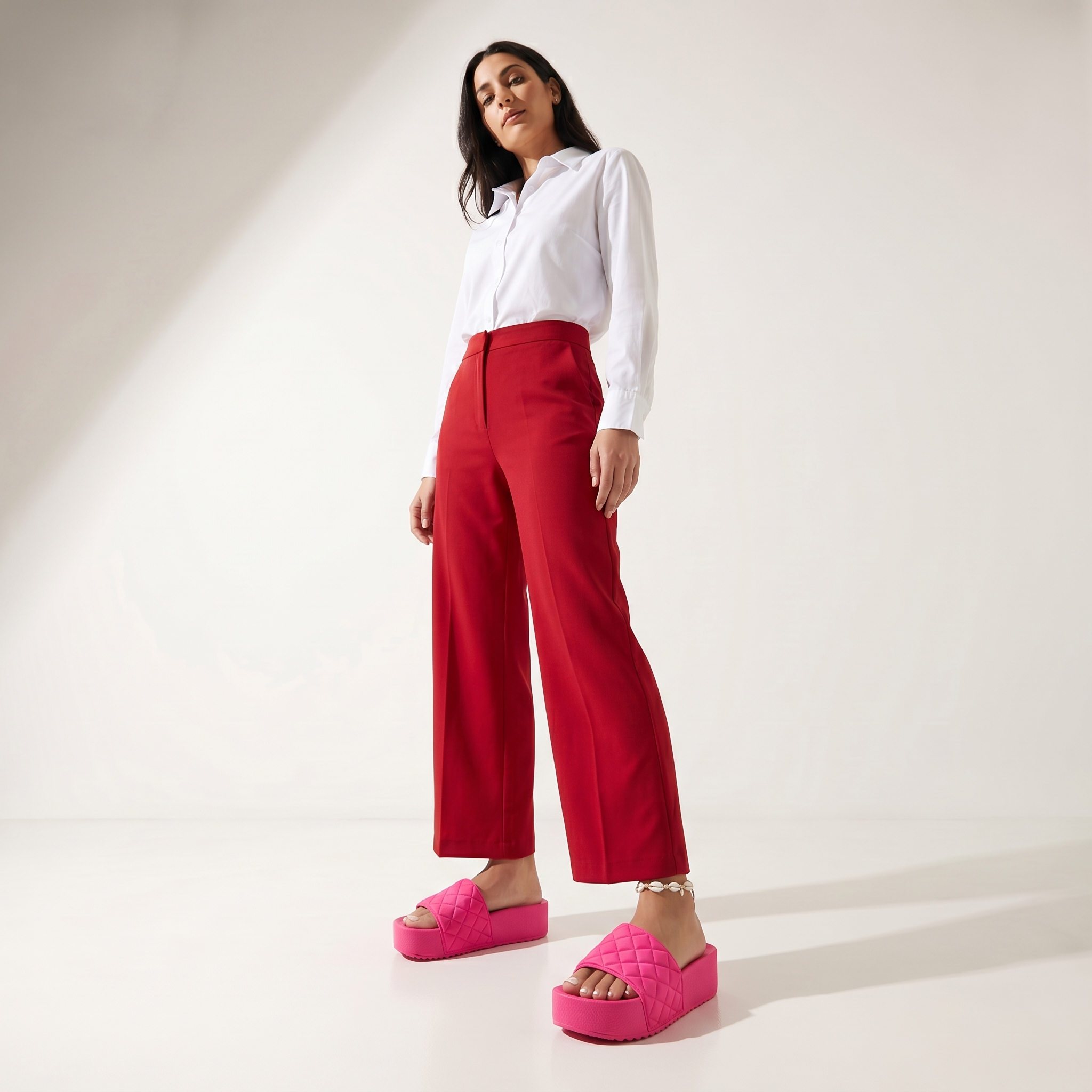 DZWE Quilted Platform Wedge Sandals for Women – Pink