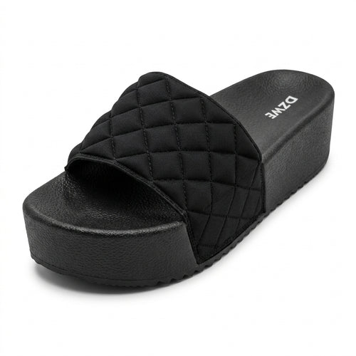 Women's Quilted Platform Slide Sandals Comfortable Wedge San