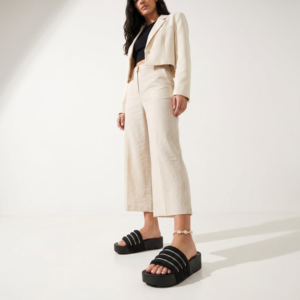 Women's Platform Slide Sandals Comfy Chunky Wedges with Rhin