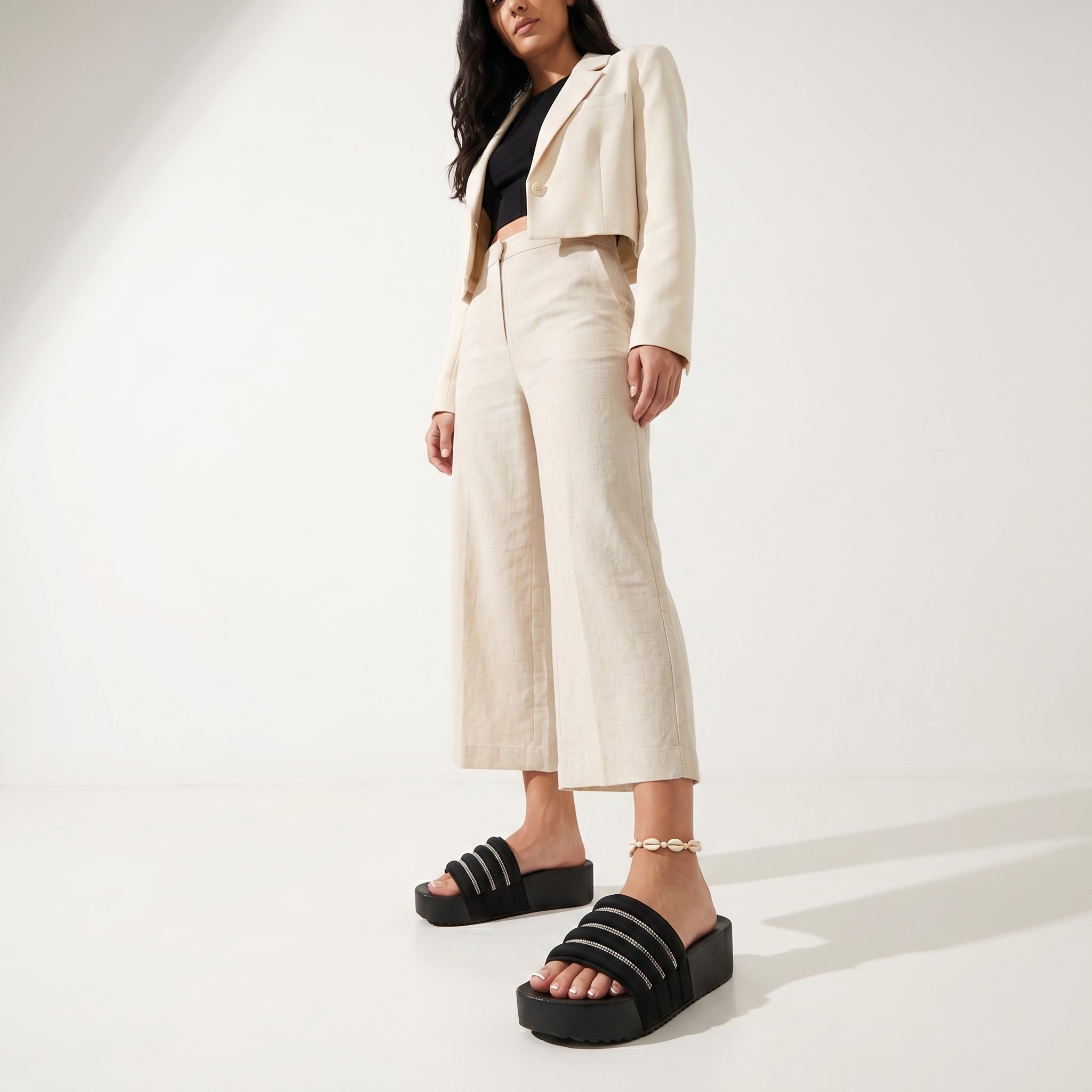 Women's Platform Slide Sandals Comfy Chunky Wedges with Rhin